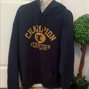 Champion navy Hoodie with Gold Athletics Logo